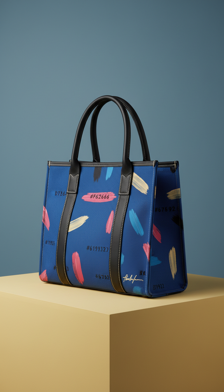 Cobalt Brushstroke Structured Tote